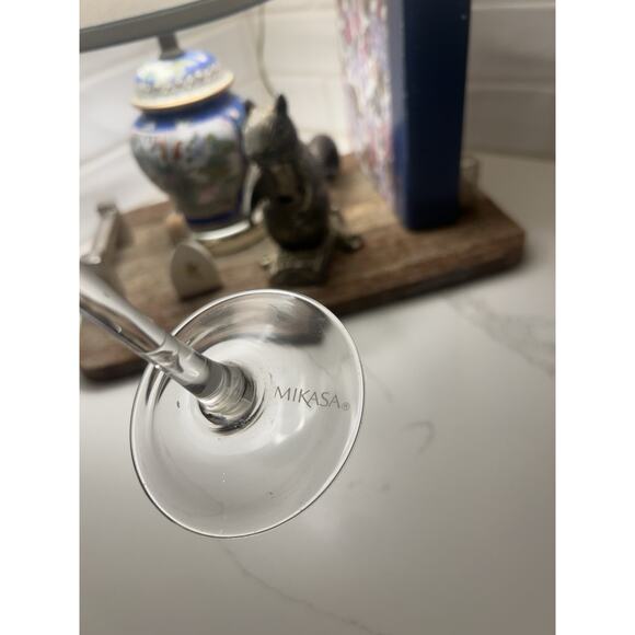 Mikasa Set Of 4 Cheers Orange Stemmed Crystal Wine Glasses Etched Patterns - Picture 15 of 15